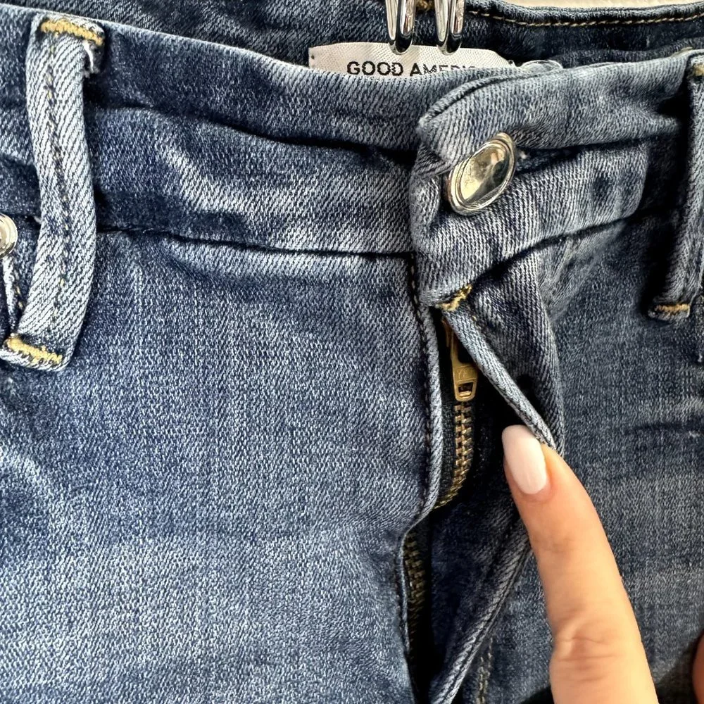 Good American Good Legs Crop Jeans Size 14 / 32 Stretch Denim High Rise Ankle - Picture 5 of 11
